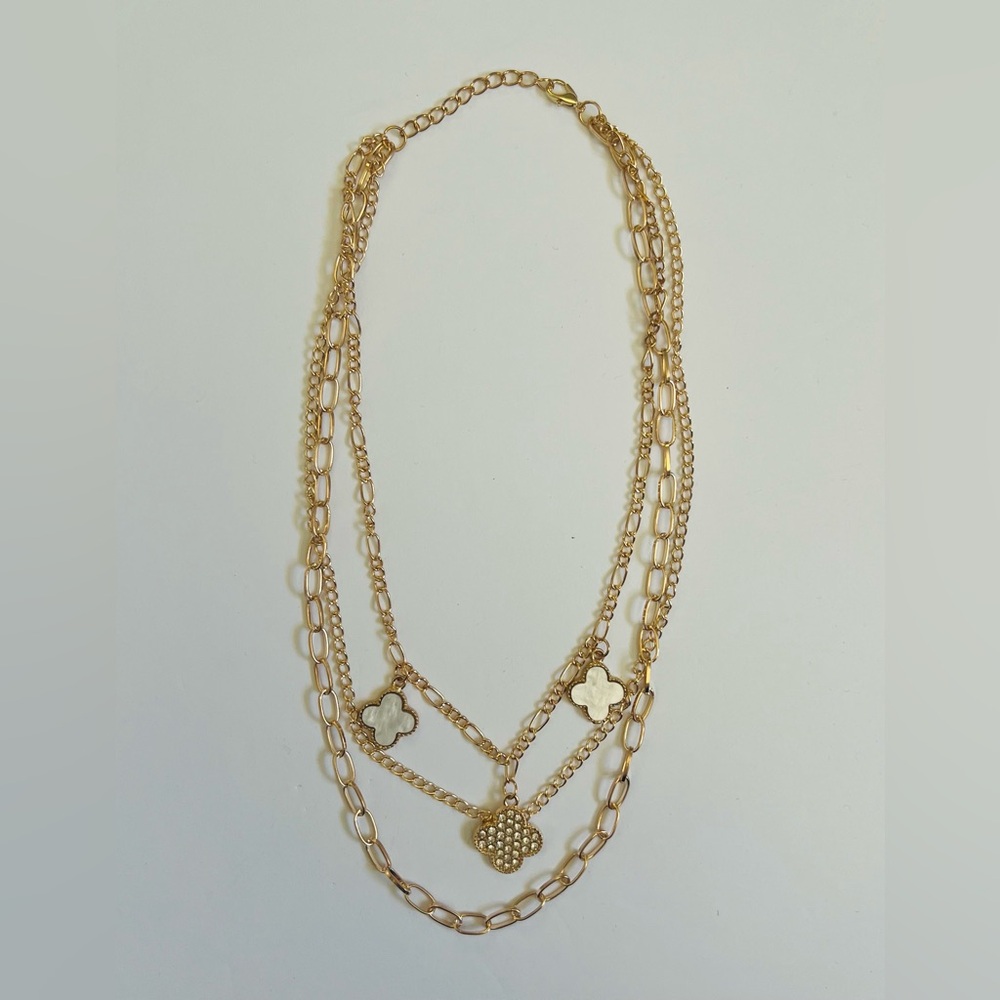 NEW Elegant Gold Tone Clover Layered Necklace✨